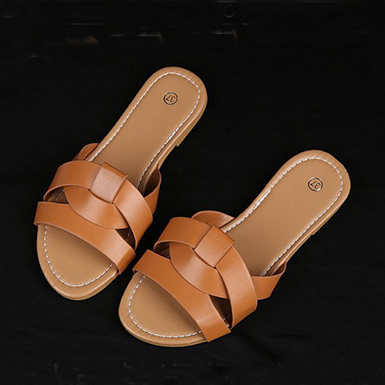 Women's Slip on Sandals - Wide Straps / Rounded Open Toes